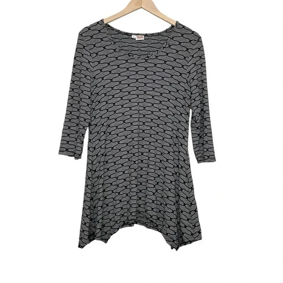 Tianello Black Steve Barraza Asbury Blouse 3/4 Sleeve Tunic Top Small - Picture 1 of 6